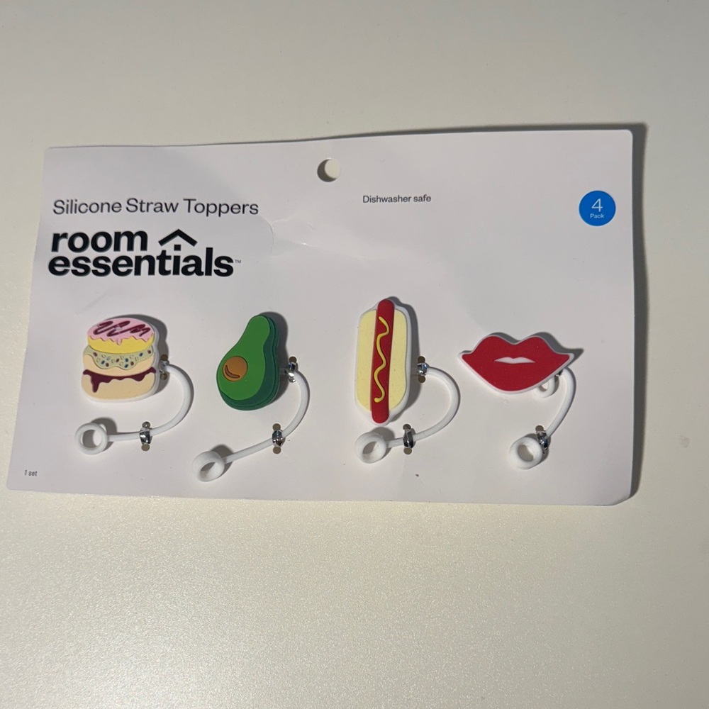 Room Essentials Fun Silicone Straw Toppers - Multicolor Set